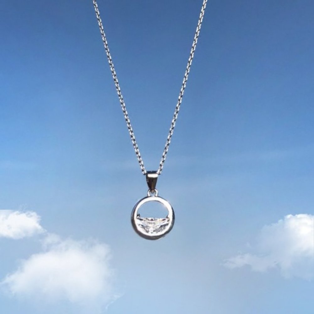 NEW 925 Sterling Silver Diamond Waterdrop Necklace - Picture 2 of 8